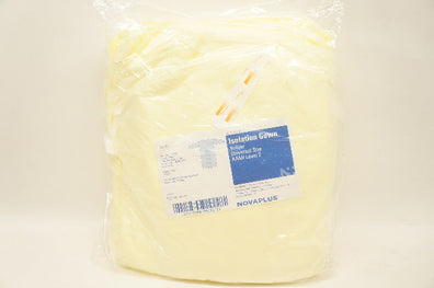 Novaplus VAT4437-BD Isolation Gown, Universal Size, Yellow, Level 2 - Pack of 10